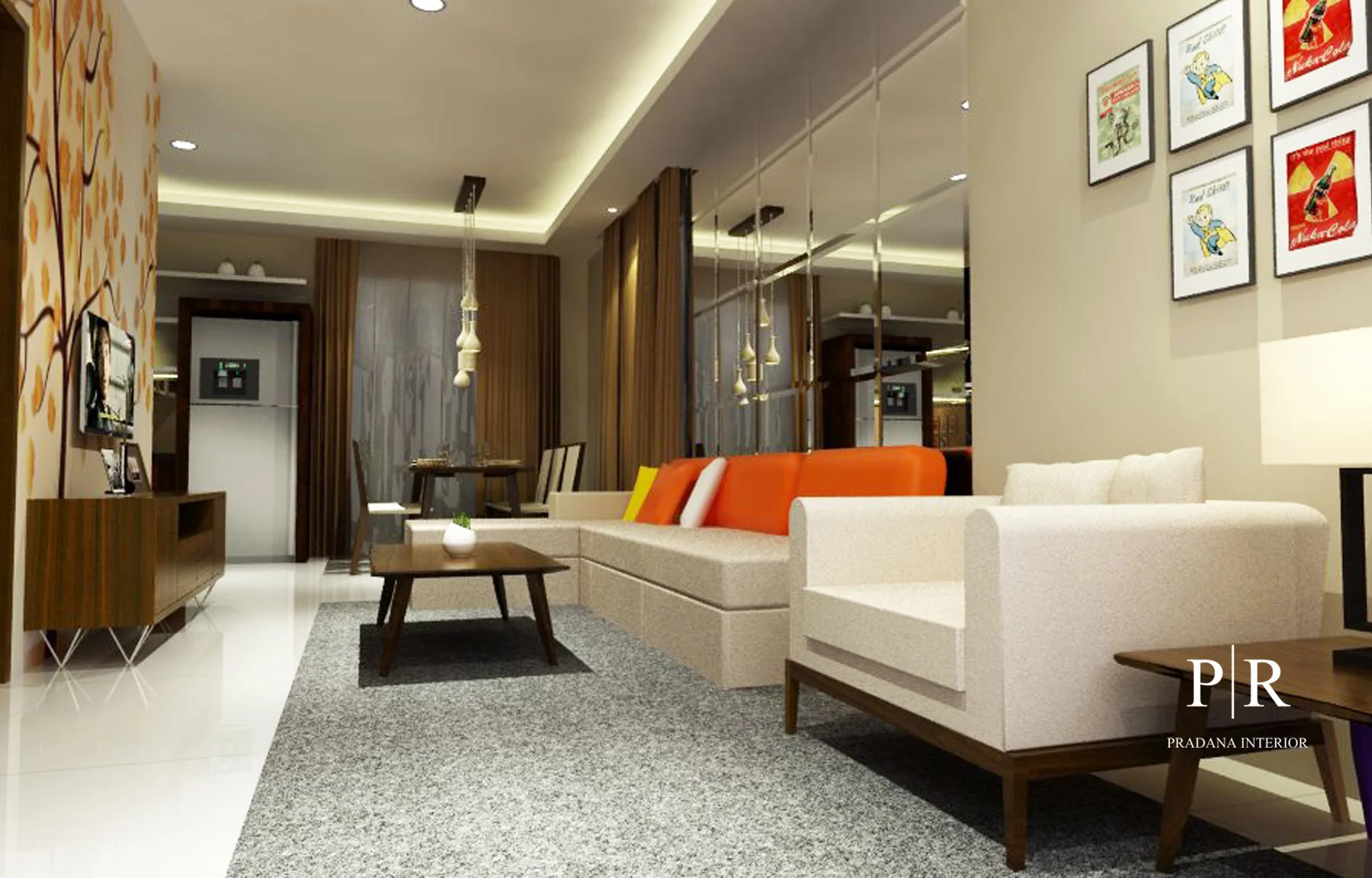 Desain Interior Apartemen Scandinavia Modern _ Living Room