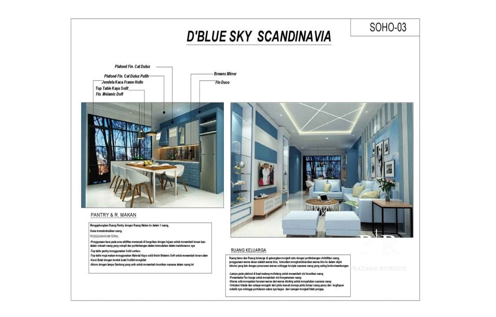 Desain Interior Rumah Scandinavian - pantry & living room