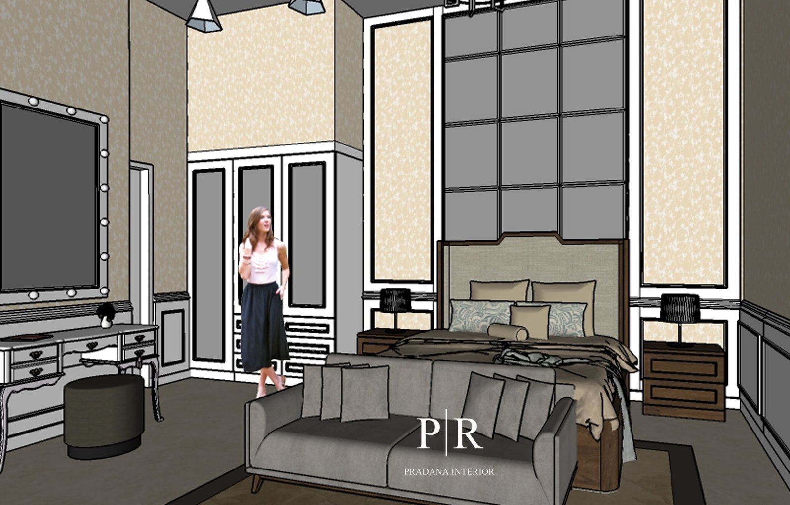 Jasa interior rumah di bekasi - master bed room modelling